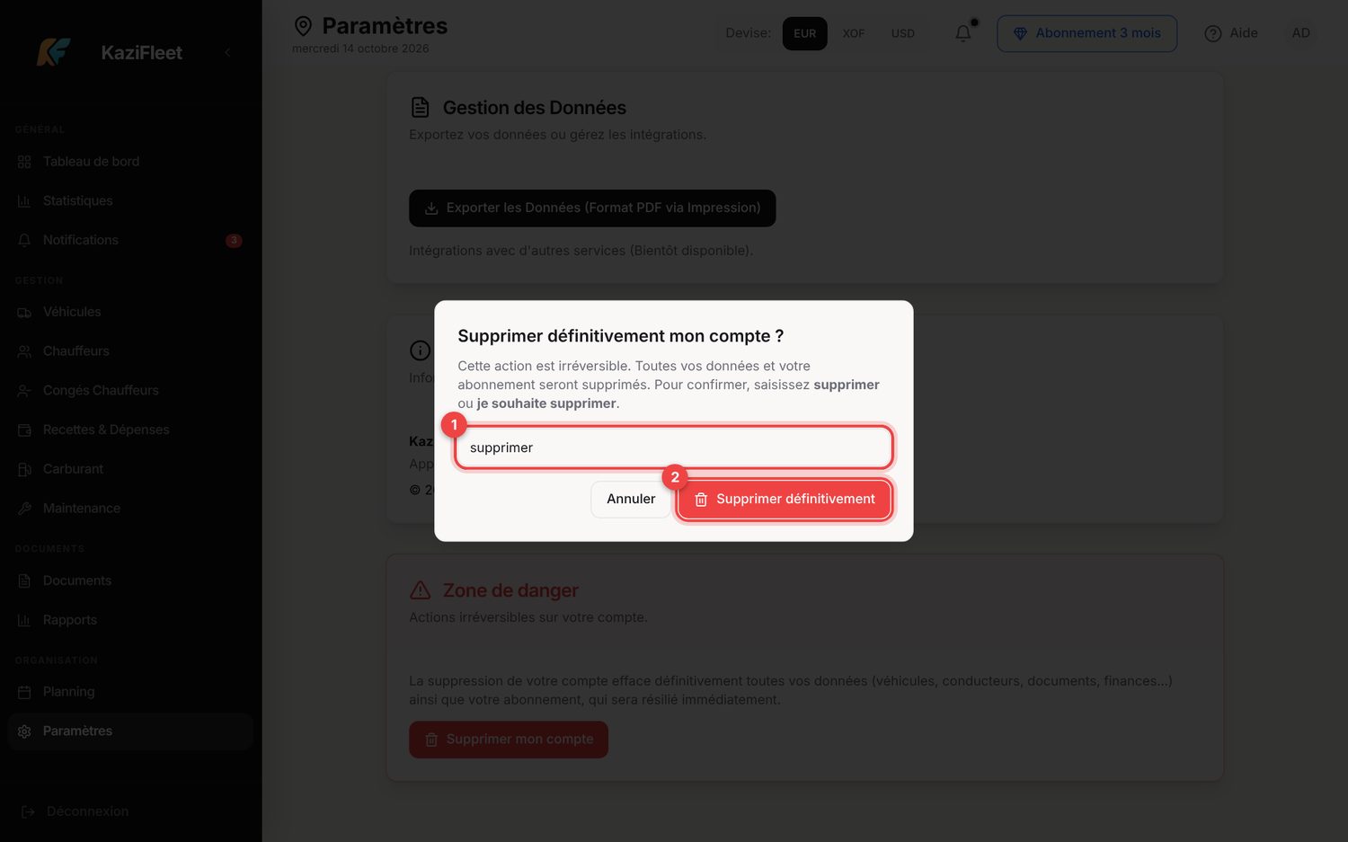 Supprimer mon compte — ordinateur