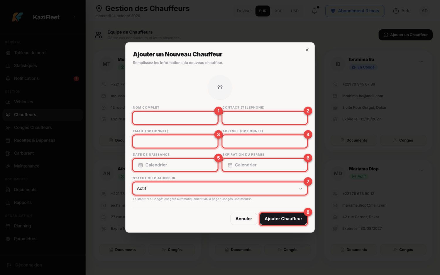 Chauffeurs — ordinateur