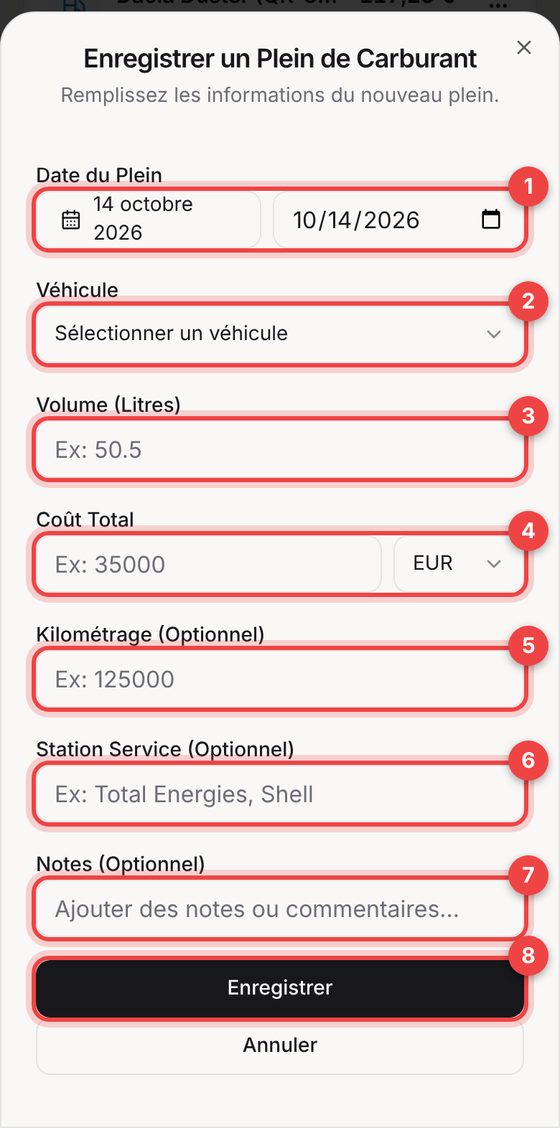Carburant — téléphone